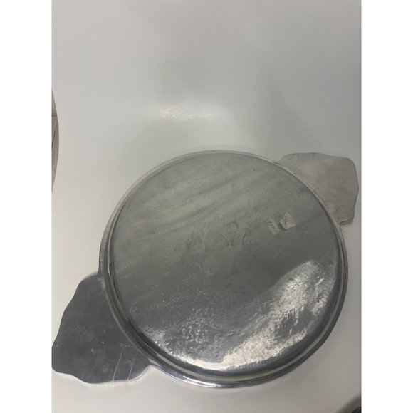 Large Mexican Pewter Serving with Ceramic Tile Inlay Handles Rope Design - Picture 5 of 8